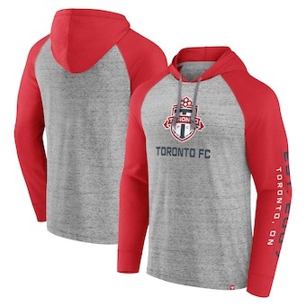 Toronto FC Fanatics Branded Deflection Raglan Pullover Hoodie - Heather Gray/Red